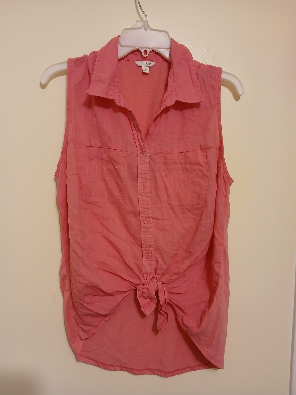 Sonoma Pink Sleeveless Button-Front  Shirt